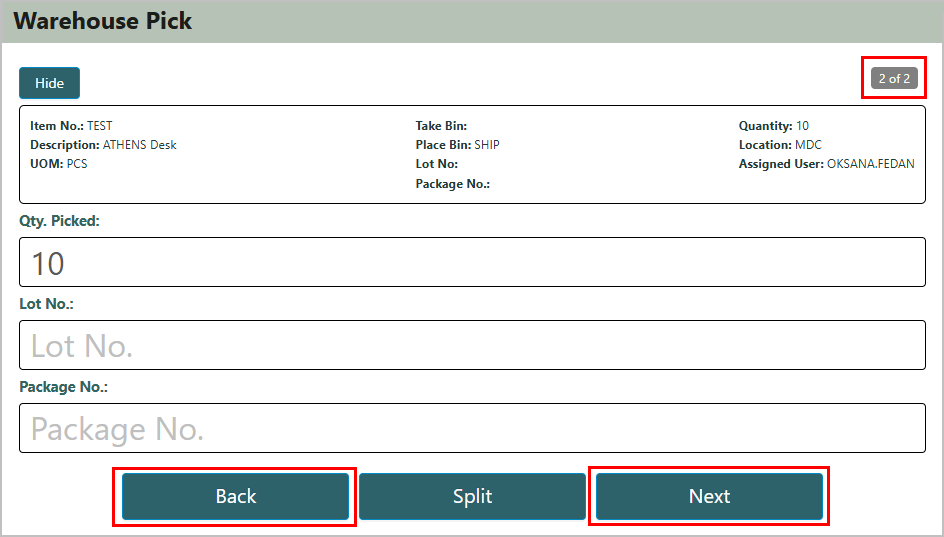 Pick Line Navigation