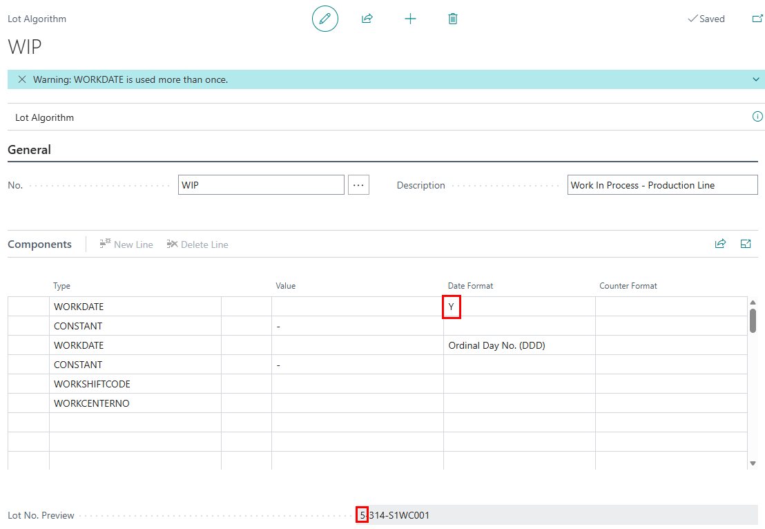 New Y date format in lot algorithm