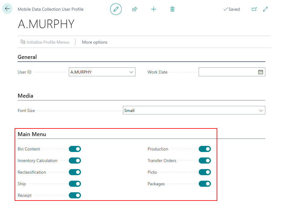 Configure MDC menu items