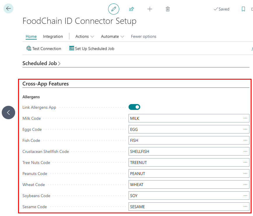 New allergens fields in FoodChain ID Connector Setup