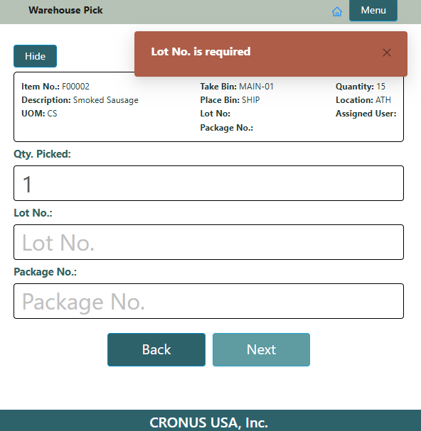 New fields on the Business Central Mobile Data Collection user Profile page