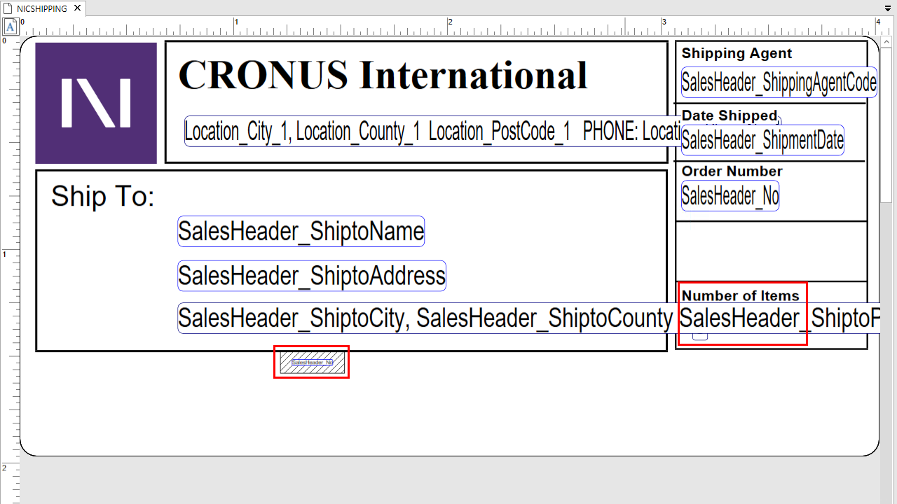 Sales shipping label in CODESOFT