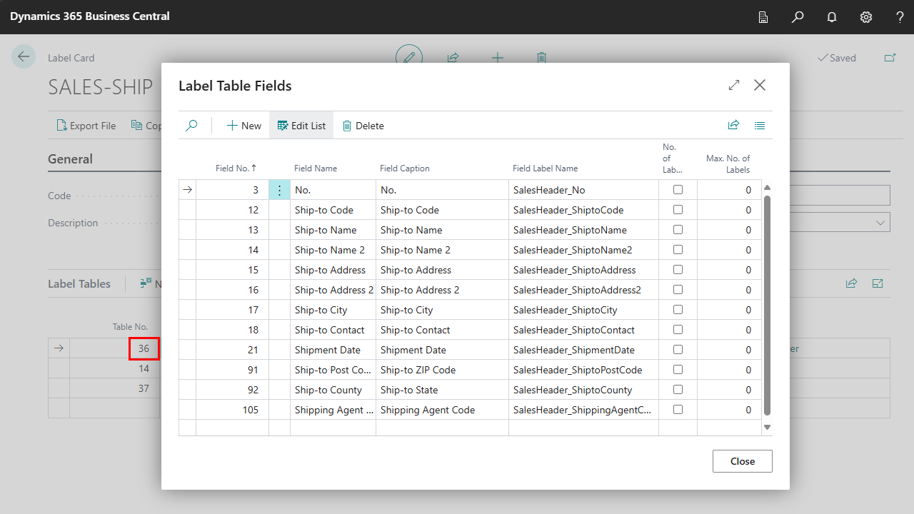 Sales header fields